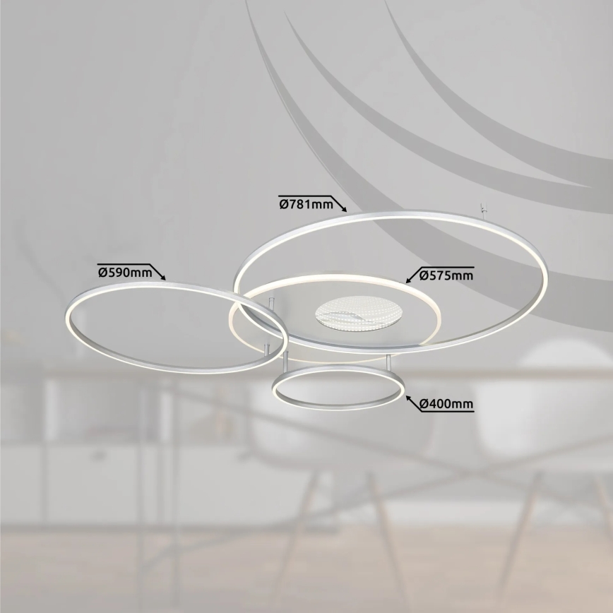 Globo - LED димируемо таванно осветително тяло LED/70W/230V 2700-6500K Wi-Fi Tuya матов хром + дистанционно управление