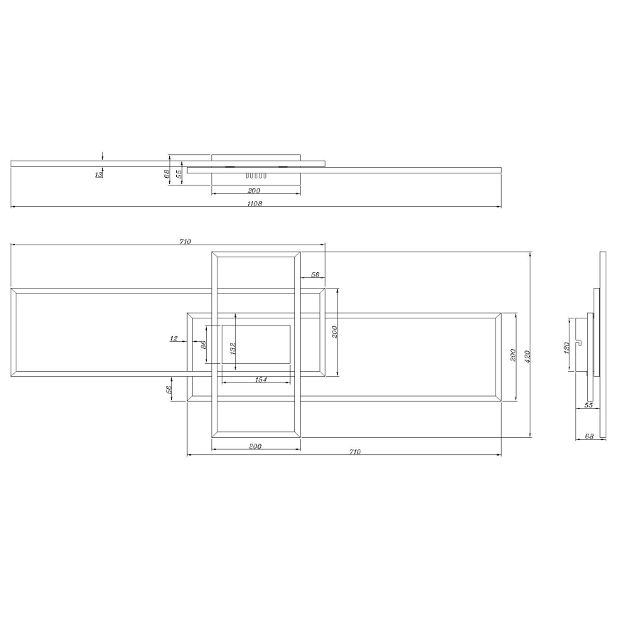 Globo - Димируемо LED таванно осветително тяло LED/60W/230V 2700-6500K 42x110,8 см черно + дистанционно управление
