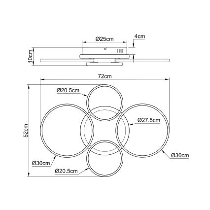 Globo - LED таванно осветително тяло LED/40W/230V 4000K 72x52 см черно