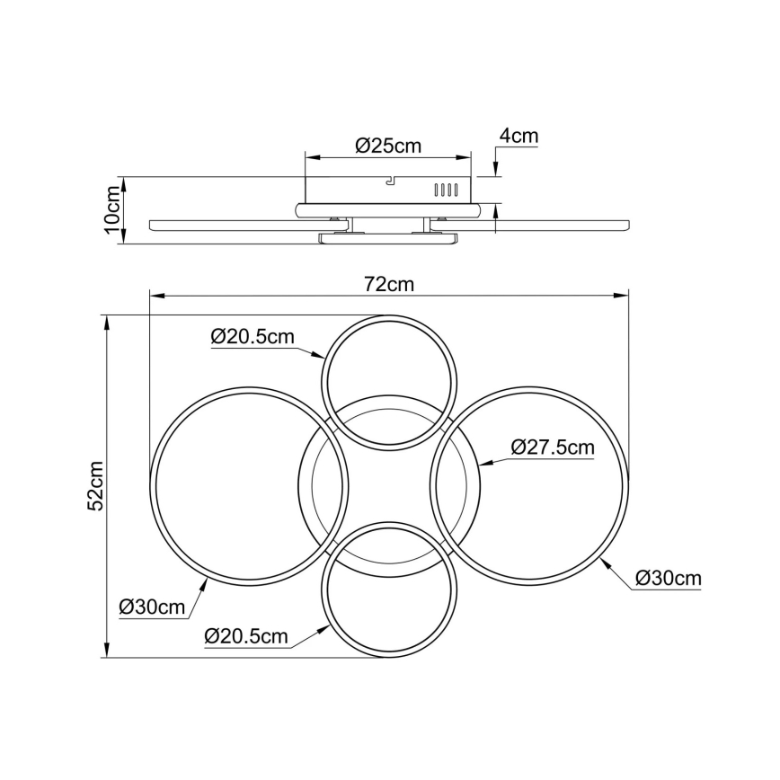 Globo - LED таванно осветително тяло LED/40W/230V 4000K 72x52 см черно