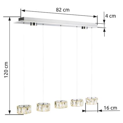 Globo - LED Пендел LED/52W/230V 4000K лъскав хром/прозрачен