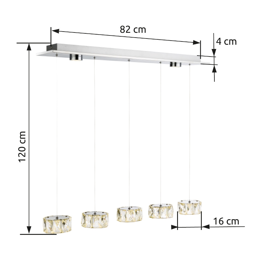 Globo - LED Пендел LED/52W/230V 4000K лъскав хром/прозрачен