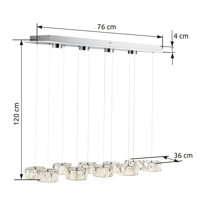 Globo - LED Пендел LED/92W/230V 4000K лъскав хром/прозрачен