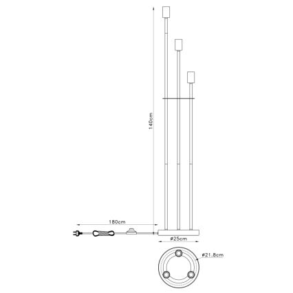 Globo 54008-3S - Подова лампа MARTHA 3xE27 / 60W / 230V