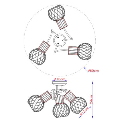 Globo - Прикрепен полилей 3xE27/40W/230V