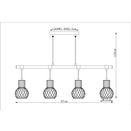 Globo - Полилей на въже 4xE27/40W/230V