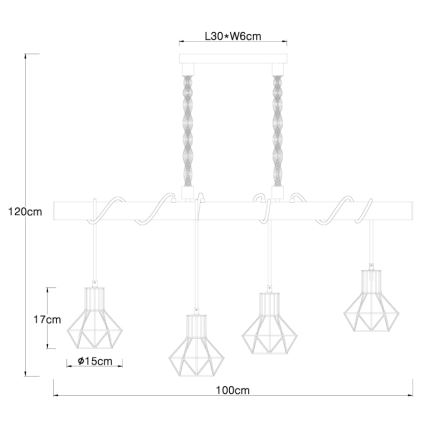 Globo - Висящ полилей 4xE27/60W/230V