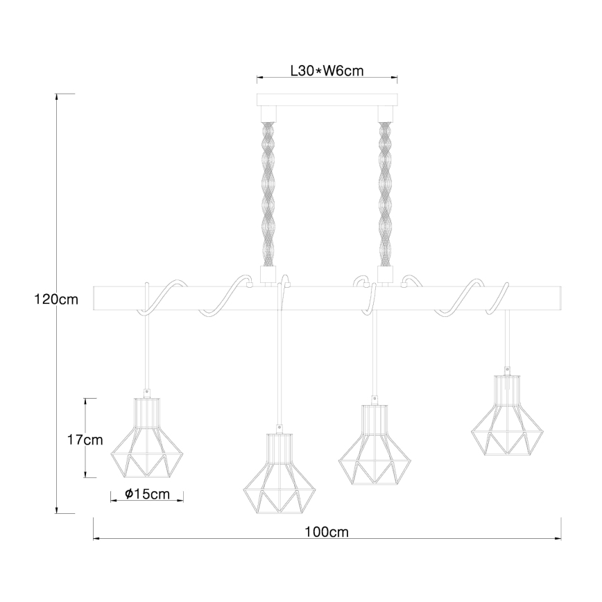 Globo - Висящ полилей 4xE27/60W/230V