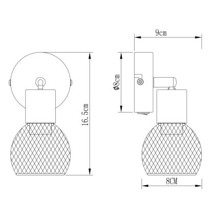 Globo - Стенен прожектор, луна 1xE14/40W/230V