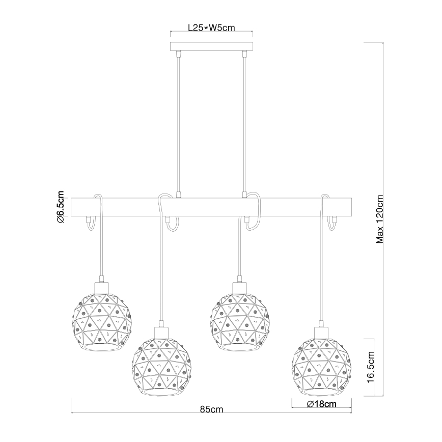 Globo 54029-4H - Полилей на кабел JODIE 4xE27/40W/230V бежово/черно