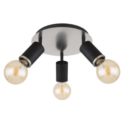 Globo - Спот 3xE27/60W/230V черен/дървен
