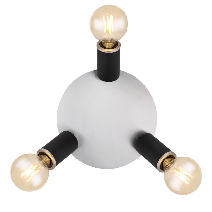 Globo - Спот 3xE27/60W/230V черен/дървен