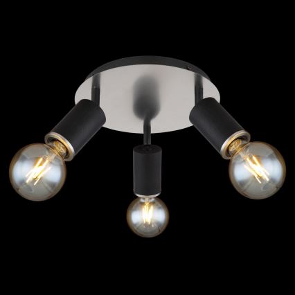 Globo - Спот 3xE27/60W/230V черен/дървен