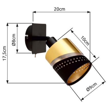 Globo - Спот аплик 1xE14/25W/230V черен/златист