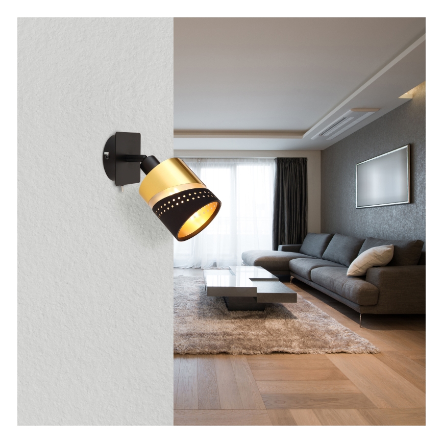 Globo - Спот аплик 1xE14/25W/230V черен/златист