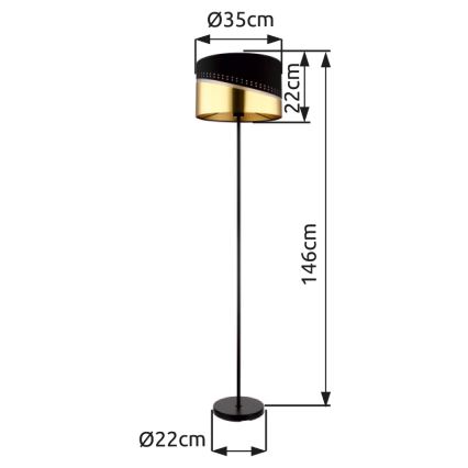 Globo - Лампион 1xE27/60W/230V Ø 35 см черен/златист