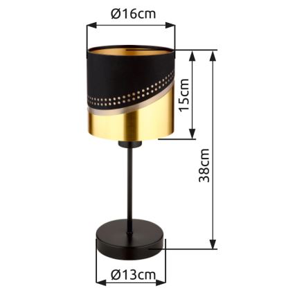 Globo - Настолна лампа 1xE27/40W/230V Ø 16 см черен/златист