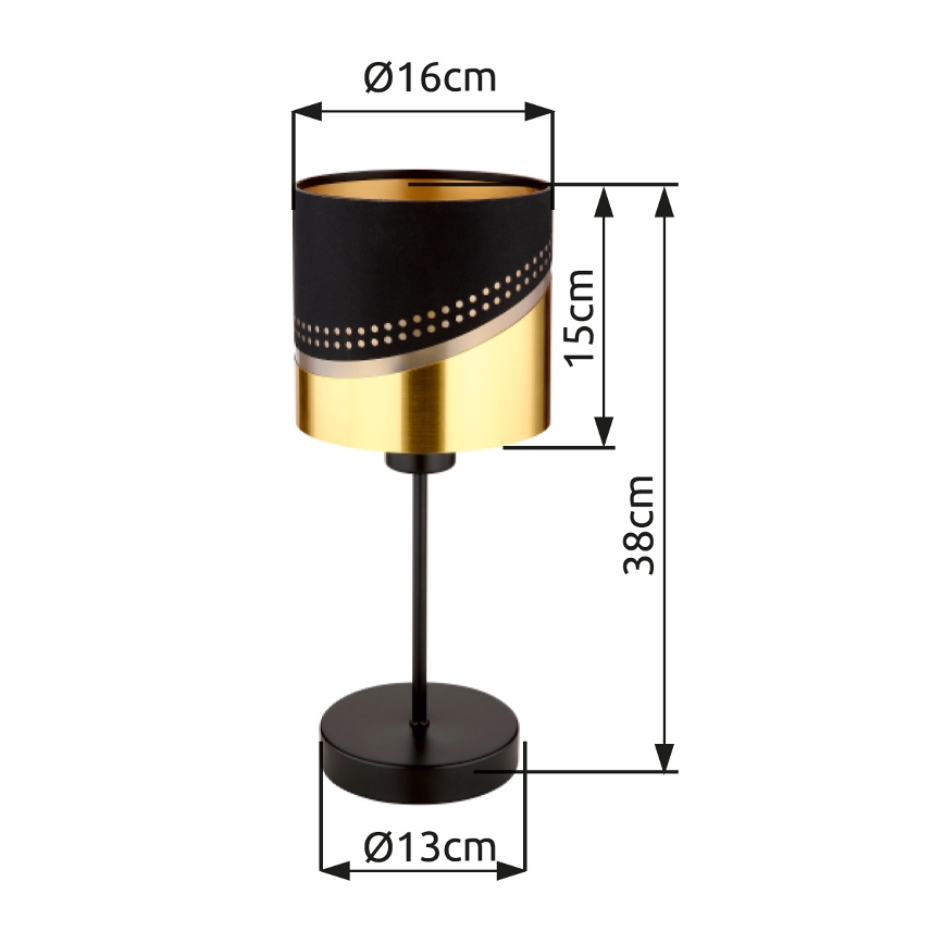 Globo - Настолна лампа 1xE27/40W/230V Ø 16 см черен/златист