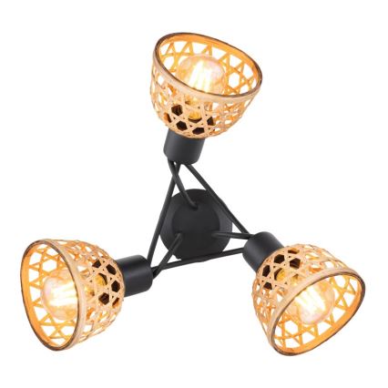 Globo - Полилей за повърхностен монтаж 3xE27/15W/230V бамбук