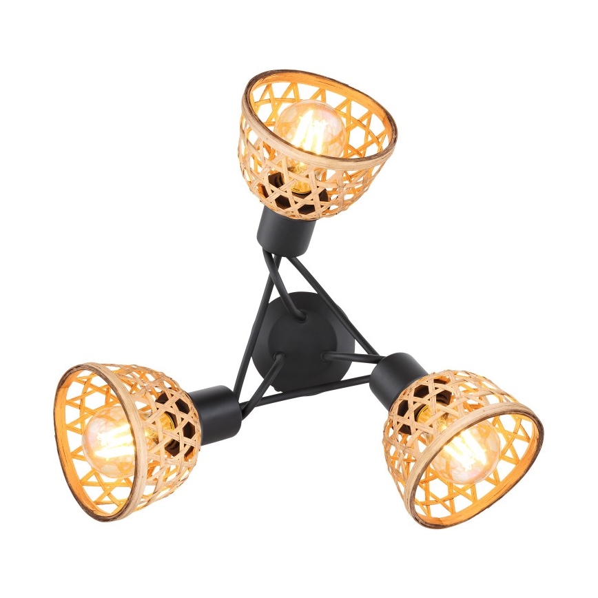 Globo - Полилей за повърхностен монтаж 3xE27/15W/230V бамбук