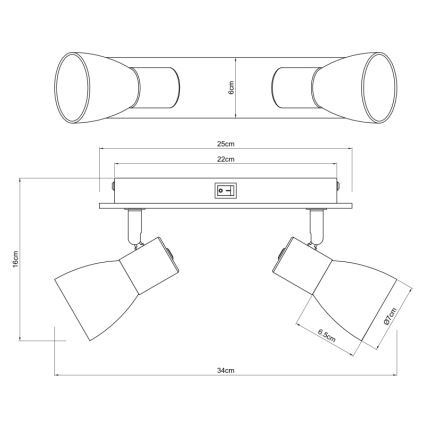 Globo - Стенен спот 2xE14/40W/230V черен/дървен