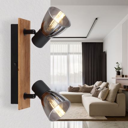 Globo - Стенен спот 2xE14/40W/230V черен/дървен