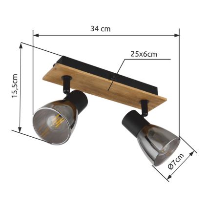 Globo - Стенен спот 2xE14/40W/230V черен/дървен