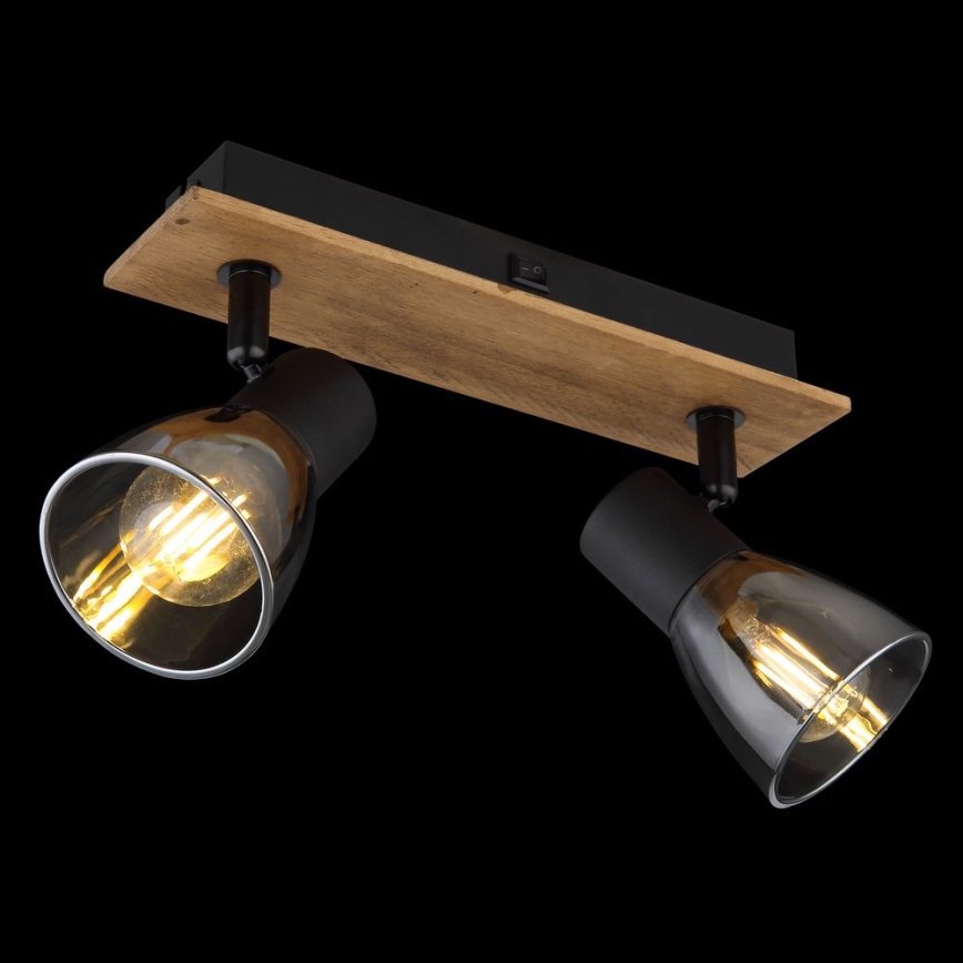 Globo - Стенен спот 2xE14/40W/230V черен/дървен