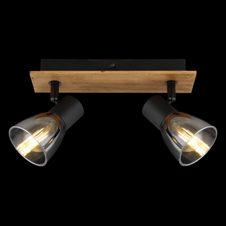 Globo - Стенен спот 2xE14/40W/230V черен/дървен