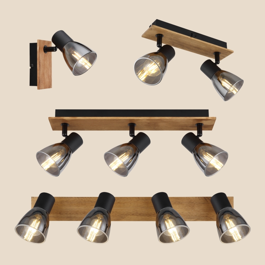 Globo - Стенен спот 2xE14/40W/230V черен/дървен