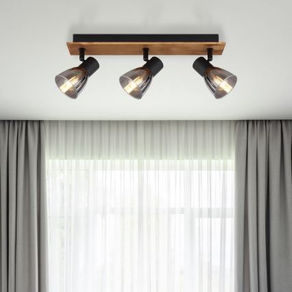 Globo - Спот 3xE14/40W/230V черен/дървен