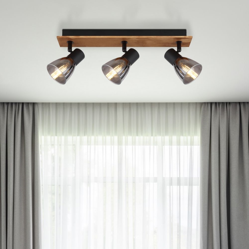 Globo - Спот 3xE14/40W/230V черен/дървен