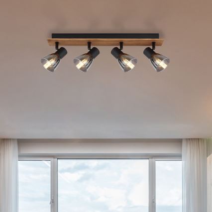 Globo - Спот 4xE14/40W/230V черен/дървен