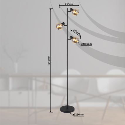 Globo - Подова лампа 3xE14/40W/230V черна