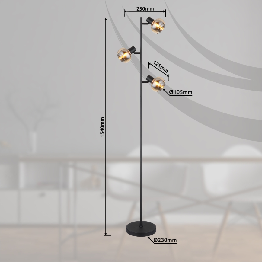 Globo - Подова лампа 3xE14/40W/230V черна