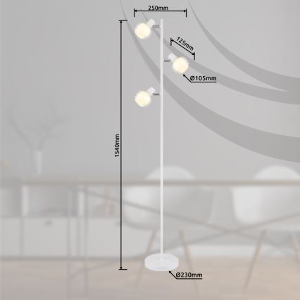Globo - Подова лампа 3xE14/40W/230V бяла