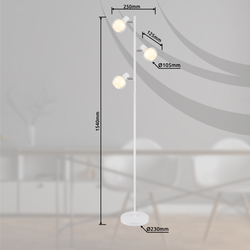 Globo - Подова лампа 3xE14/40W/230V бяла