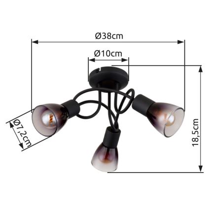 Globo - Полилей за повърхностен монтаж 3xE14/25W/230V черен