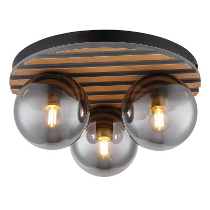 Globo - Таванно осветително тяло 3xE27/40W/230V Ø 39 cm кафяв/димчат
