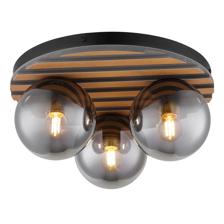 Globo - Таванно осветително тяло 3xE27/40W/230V Ø 39 cm кафяв/димчат