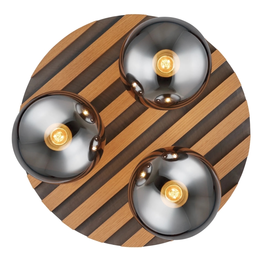 Globo - Таванно осветително тяло 3xE27/40W/230V Ø 39 cm кафяв/димчат