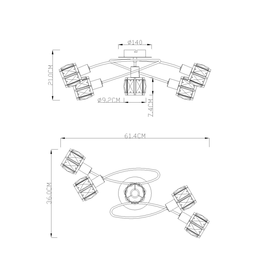 Globo - Полилей за повърхностен монтаж 5xE14/40W/230V