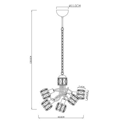 Globo - LED Полилей на въже 5xE14/40W/230V + LED/5W