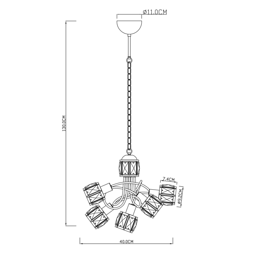 Globo - LED Полилей на въже 5xE14/40W/230V + LED/5W
