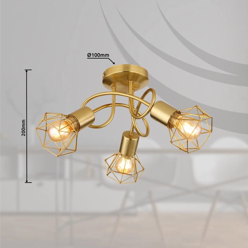 Globo - Полилей за повърхностен монтаж 3xE14/40W/230V златист