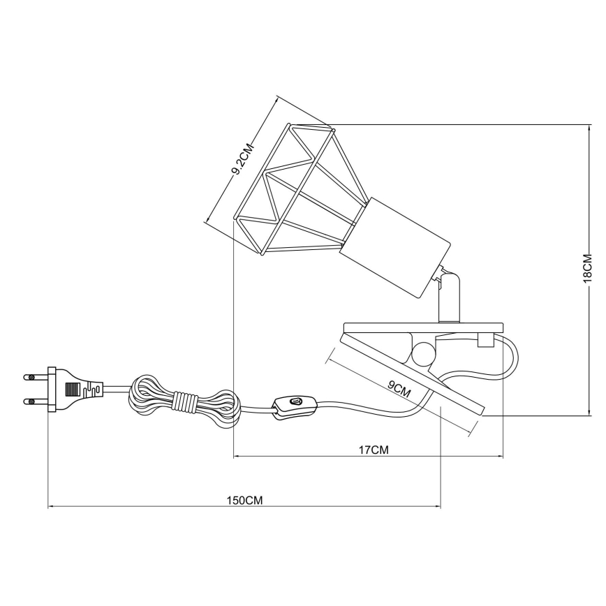 Globo - Аплик с щипка 1xE14/40W/230V черен