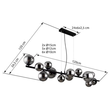 Globo - LED Пендел 13xG9/3,5W/230V опушен/черен