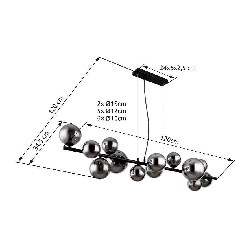 Globo - LED Пендел 13xG9/3,5W/230V опушен/черен