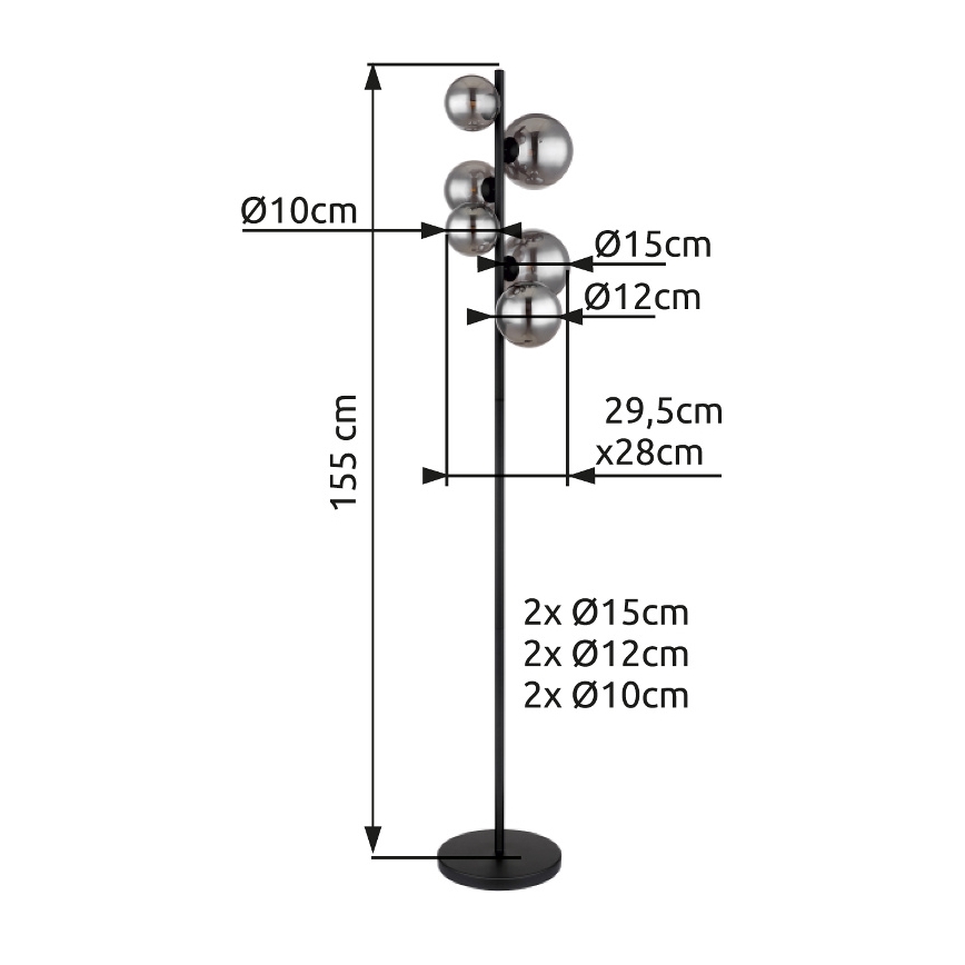 Globo - LED Лампион 6xG9/3,5W/230V опушен/черен