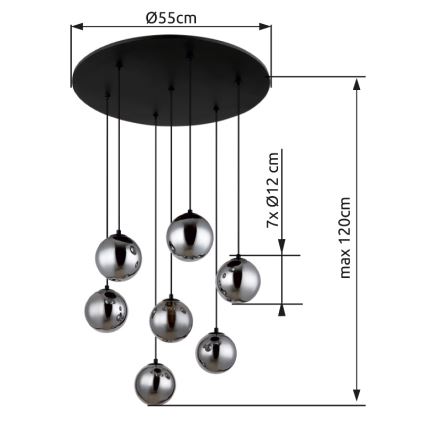 Globo - LED Пендел 7xG9/3,5W/230V опушен/черен